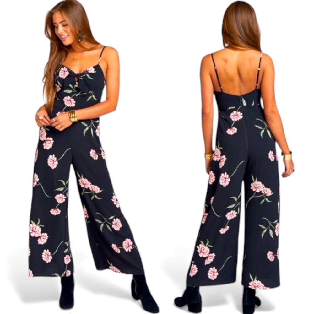 Show Me Your MuMu Black Floral Wide-Leg Jumpsuit